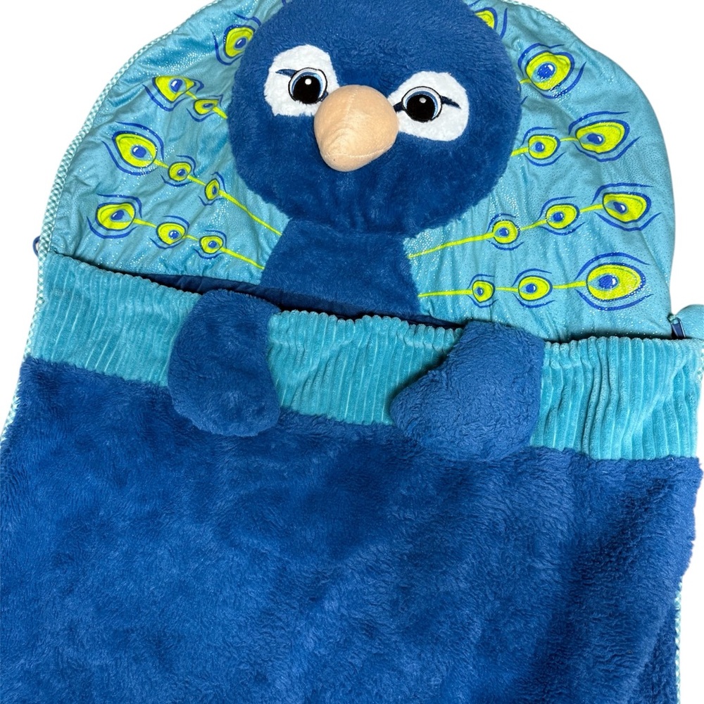 Blue Peacock Plush Sleeping Bag